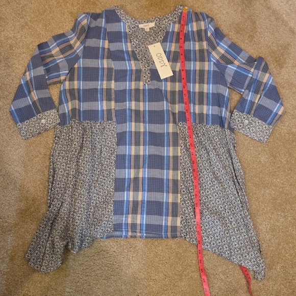 ODDY Blue and Yellow Plaid Tunic Sz Med‎ - Picture 5 of 5